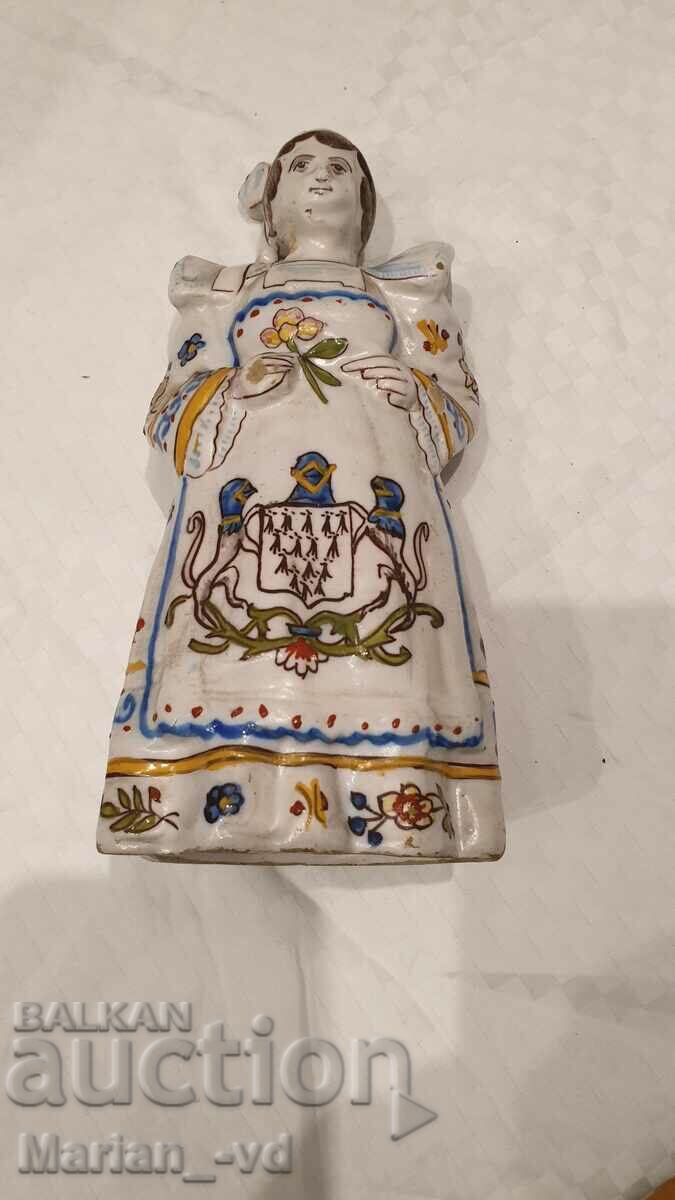 Figura feminină din porțelan, franceză, clopot de seară figurat - 7