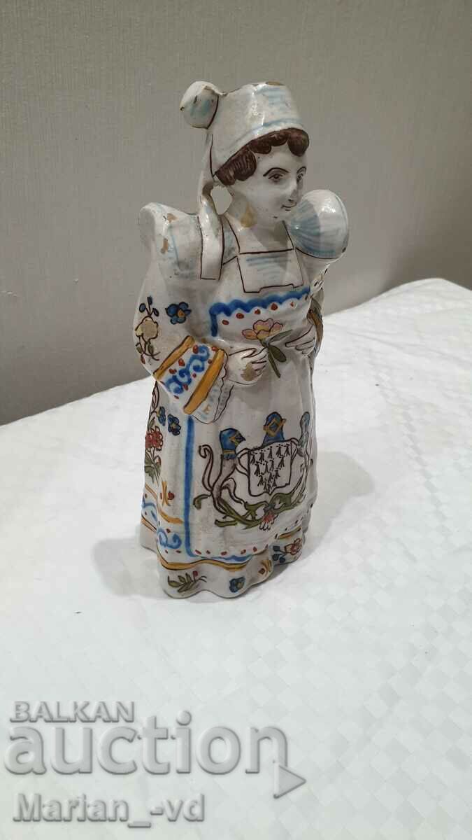 Porcelain female figure, French, figured evening bell