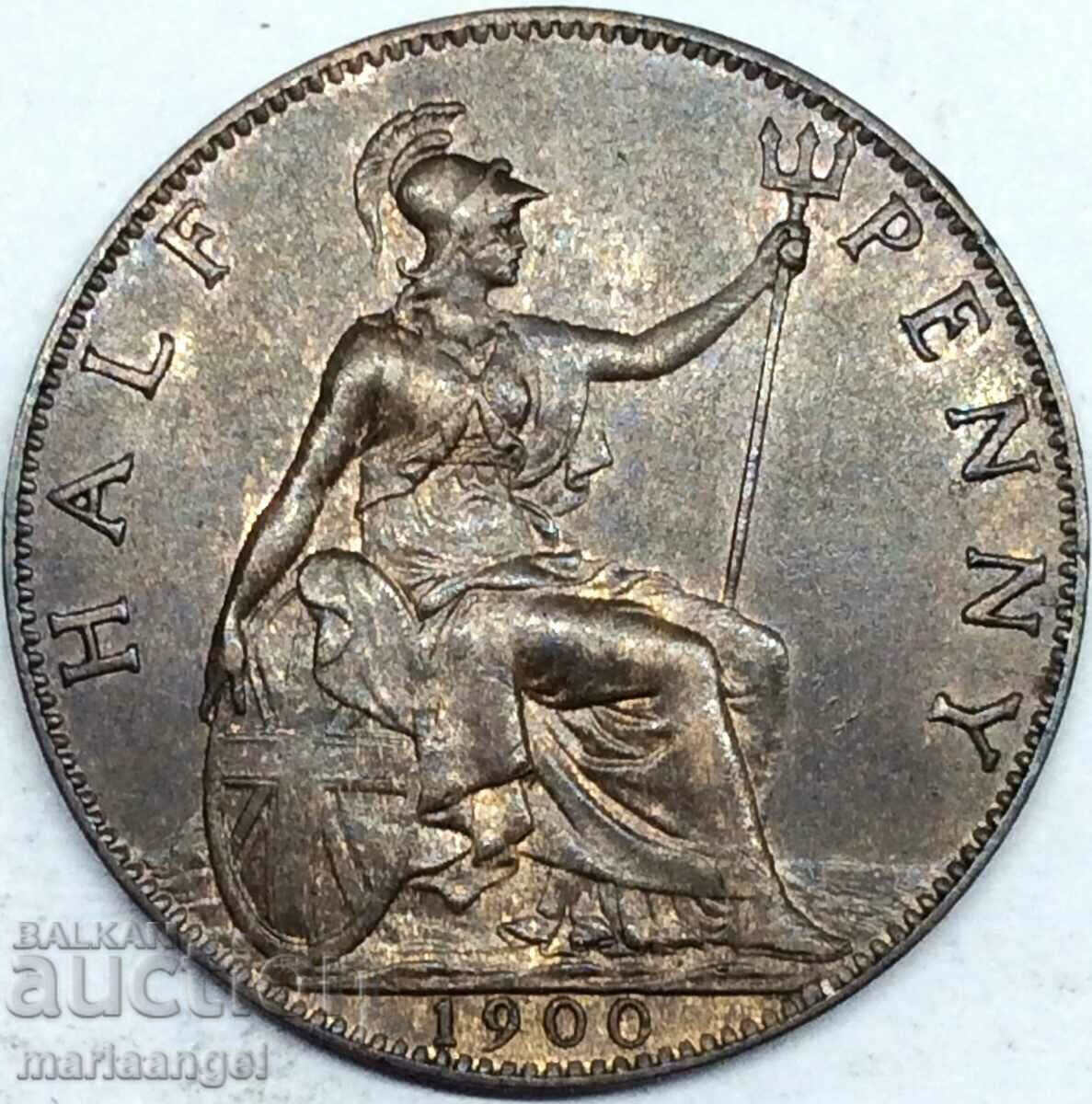 Marea Britanie 1/2 Penny 1900 Victoria UNC Bronz