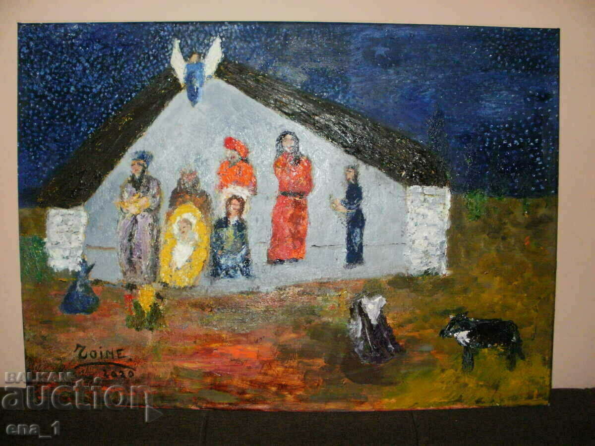 Auction Nativity, large format impression painting by Toine Auction Nativity, large format impression painting by Toine