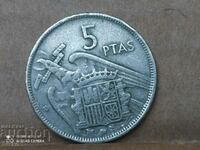 Монета Испания 5 песети 1957