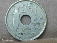 Монета Испания 25 писети 1997 юбилейна