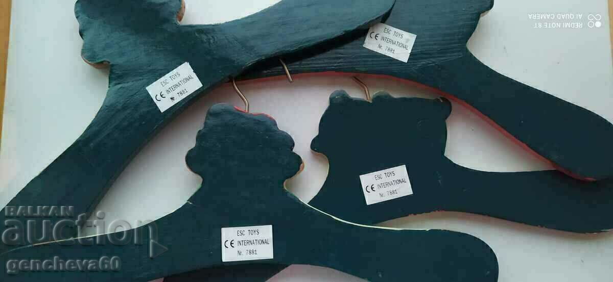 Umerașe din lemn pentru copii, pictate manual, 4 buc, cu etichetă - 5