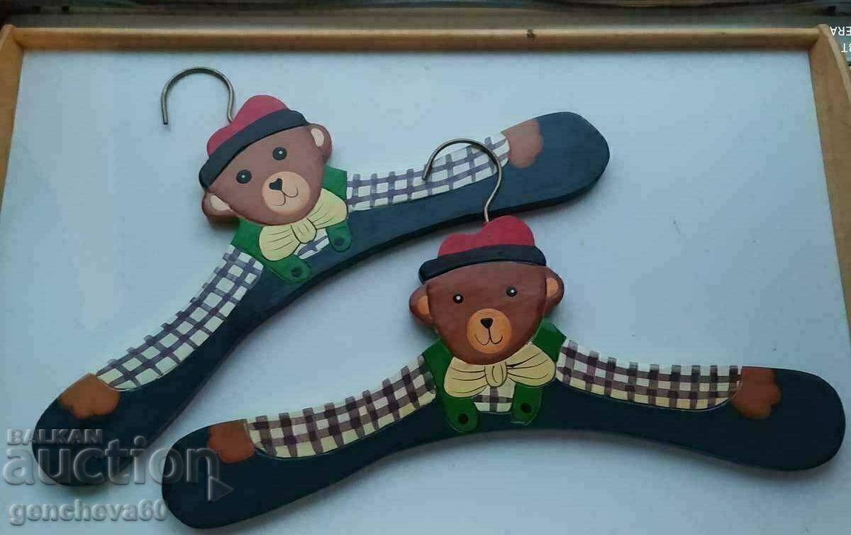 Umerașe din lemn pentru copii, pictate manual, 4 buc, cu etichetă - 6