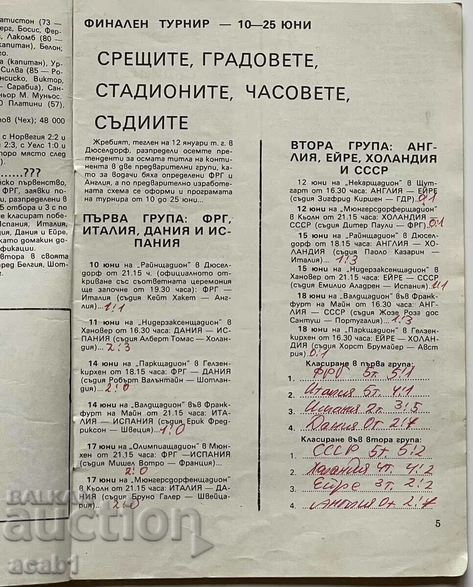 Аукцион Футболна програма Европейско първенство ‘88 Аукцион Футболна програма Европейско първенство ‘88