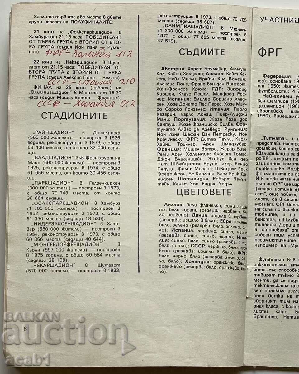 Доставка на Футболна програма Европейско първенство ‘88 Доставка на Футболна програма Европейско първенство ‘88