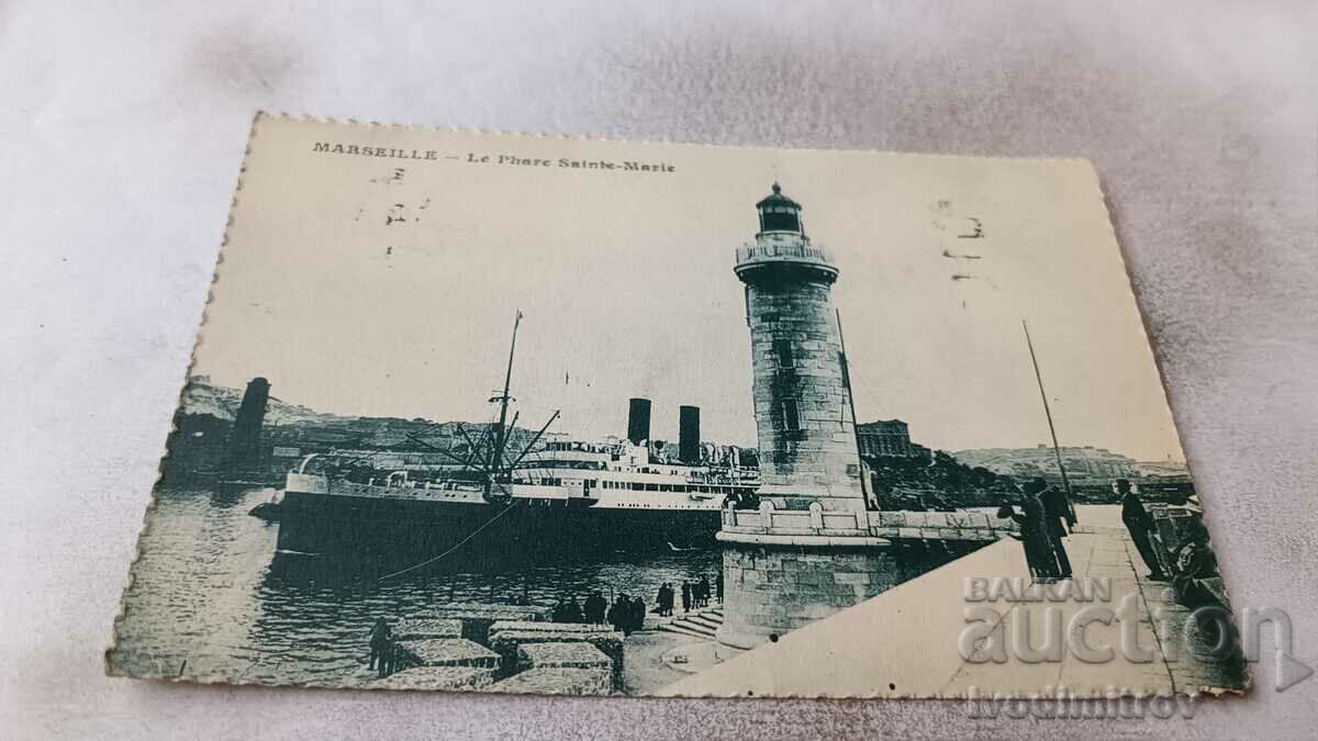 Carte poștală Marsilia Le Phare Sainte-Marie 1945