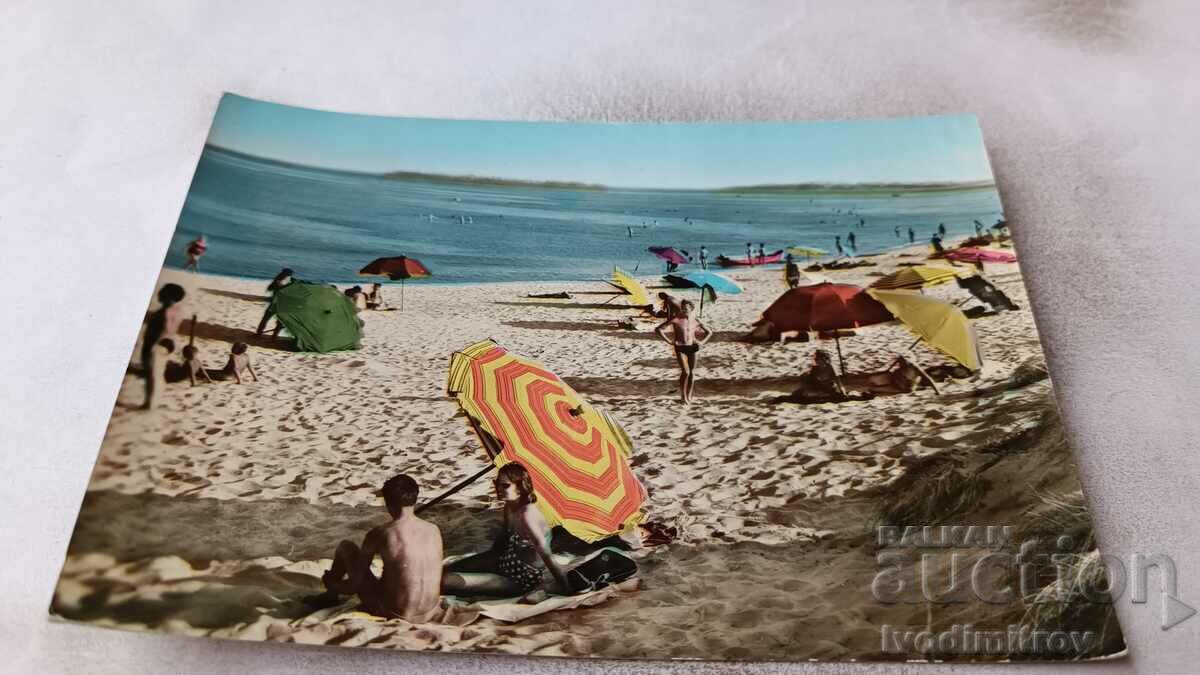 Пощенска картичка Слънчев бряг Изглед от плажа 1960