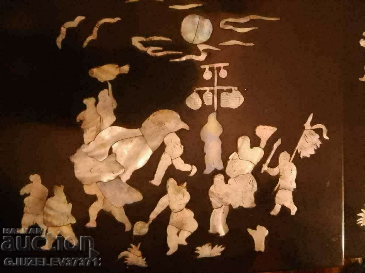 Old Handmade Mother of Pearl Inlaid Jewelry Box, - 6 Old Handmade Mother of Pearl Inlaid Jewelry Box, - 6