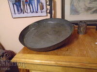 LARGE SOLID COPPER PAN, 40/6 CM. ENTIRELY ORNAMENTED