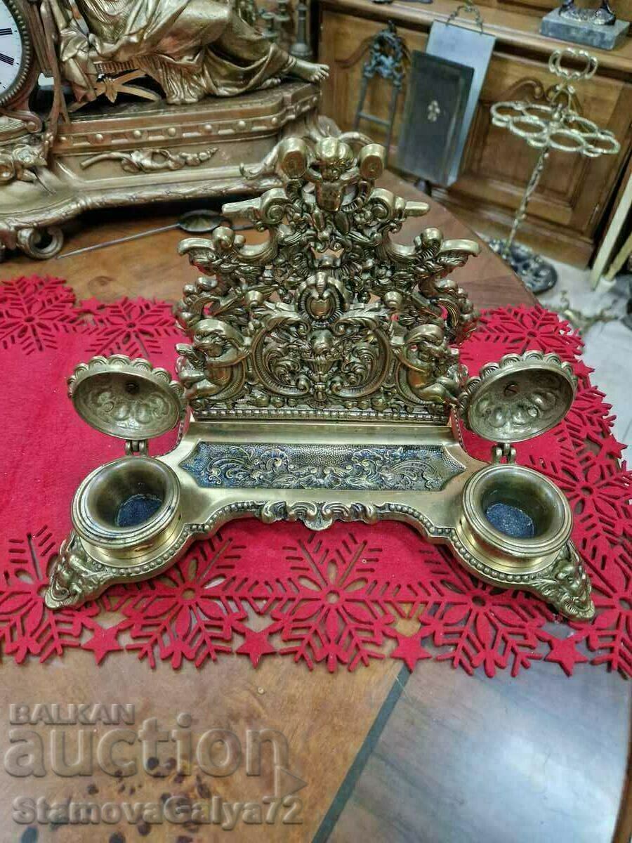 A superb antique French bronze inkstand - 7 A superb antique French bronze inkstand - 7