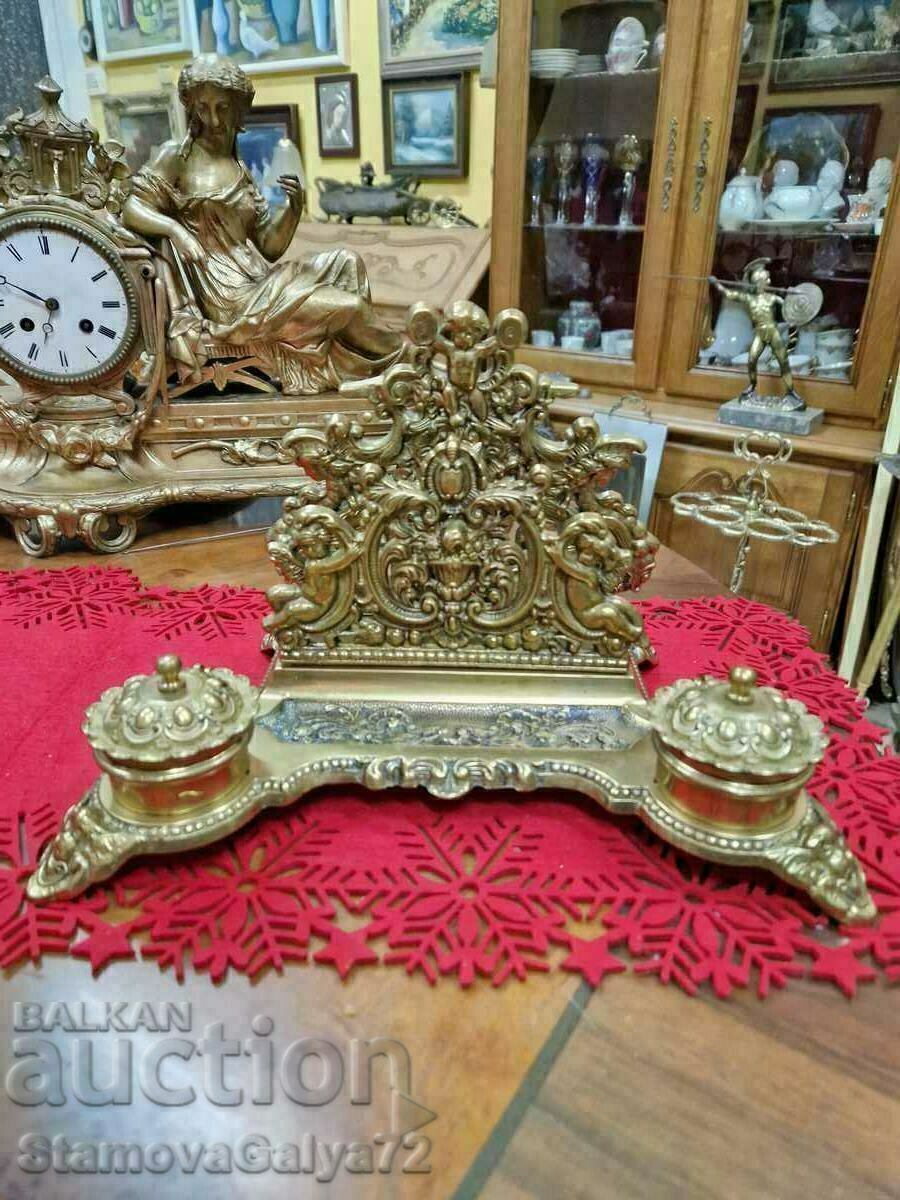 A superb antique French bronze inkstand A superb antique French bronze inkstand