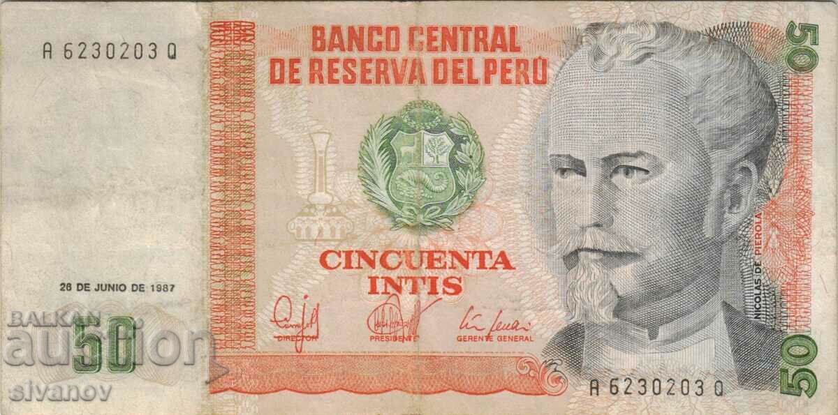 Peru 50 Intis 1987 Banknote #5148 with price 1.49 BGN | € 0.76 Peru 50 Intis 1987 Banknote #5148 with price 1.49 BGN | € 0.76