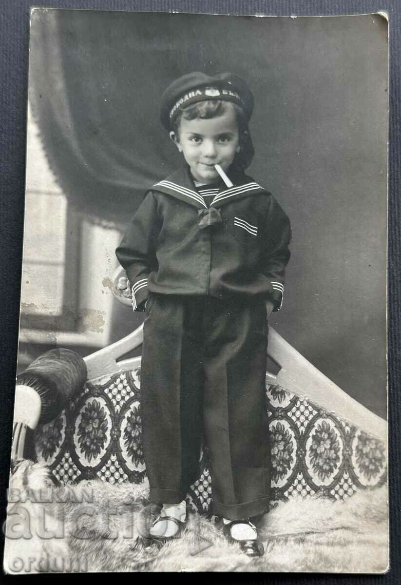 3895 Kingdom of Bulgaria Child sailor with a cigarette photo Stanov Lom 20th