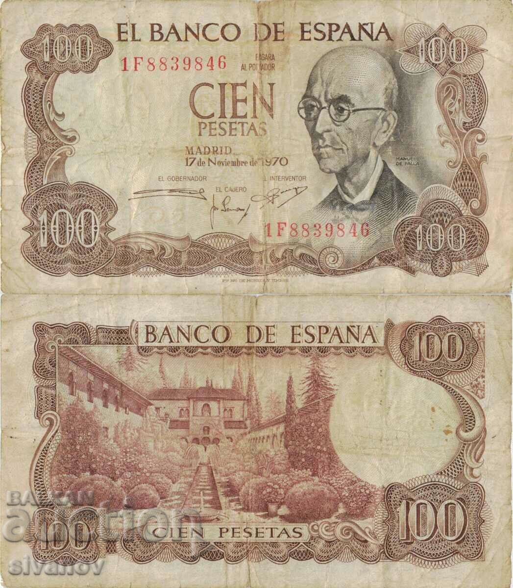 Испания 100 песети 1970 година банкнота #5151