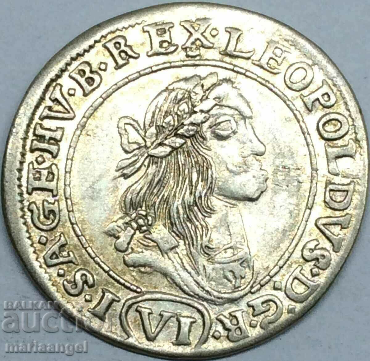 Ungaria 6 Kreuzer 1672 Leopold I (1658-1705) Argint