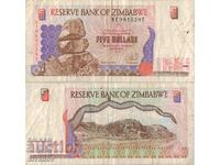 Зимбабве 5 долара 1997 година банкнота #5160