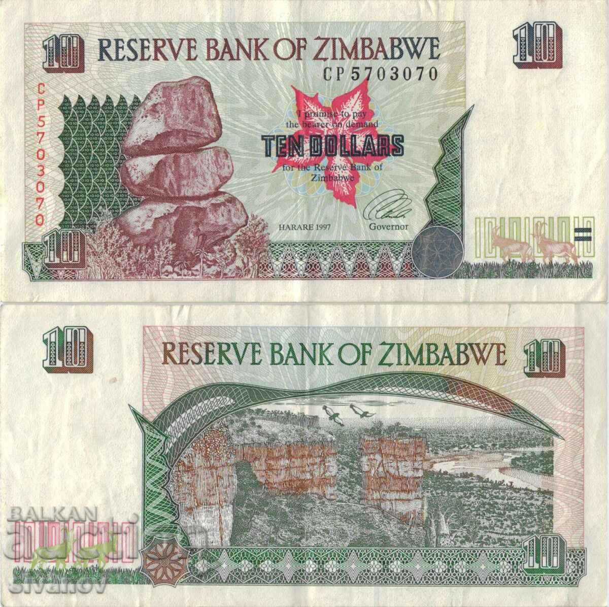 Зимбабве 10 долара 1997 година банкнота #5162