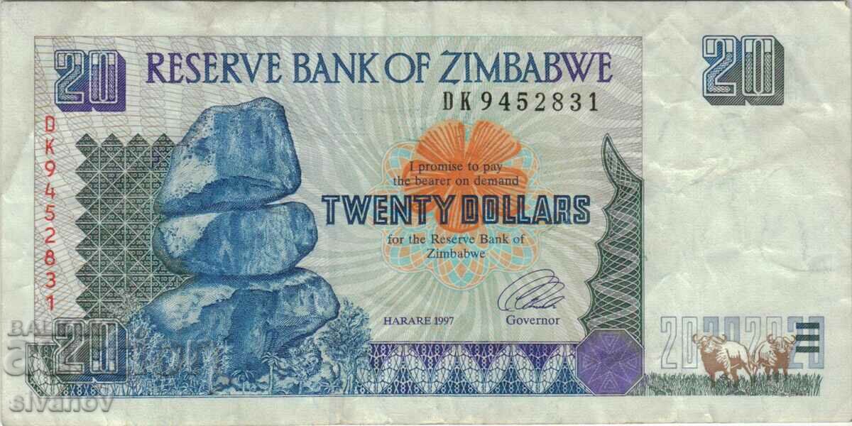 Zimbabwe $20 1997 Banknote #5165 with price 4.99 BGN | € 2.55 Zimbabwe $20 1997 Banknote #5165 with price 4.99 BGN | € 2.55