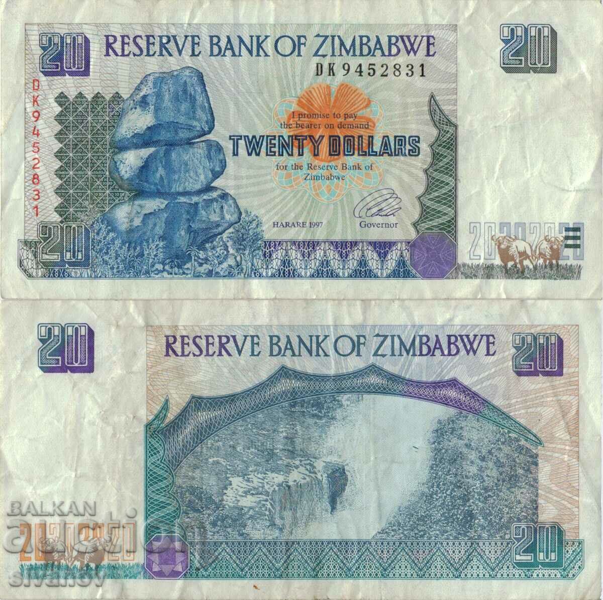 Зимбабве 20 долара 1997 година банкнота #5165