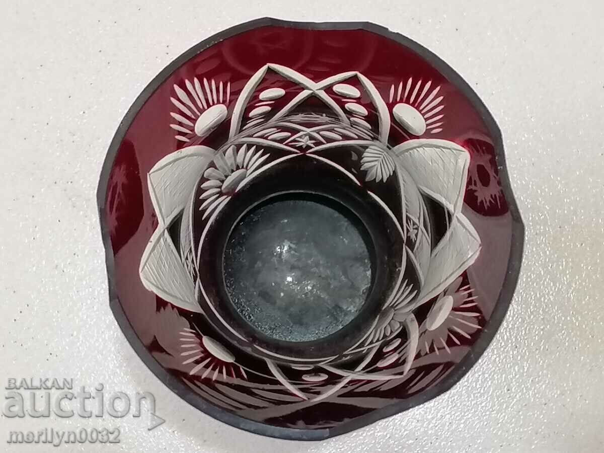 Auction Old vase red glass Bohemia Auction Old vase red glass Bohemia