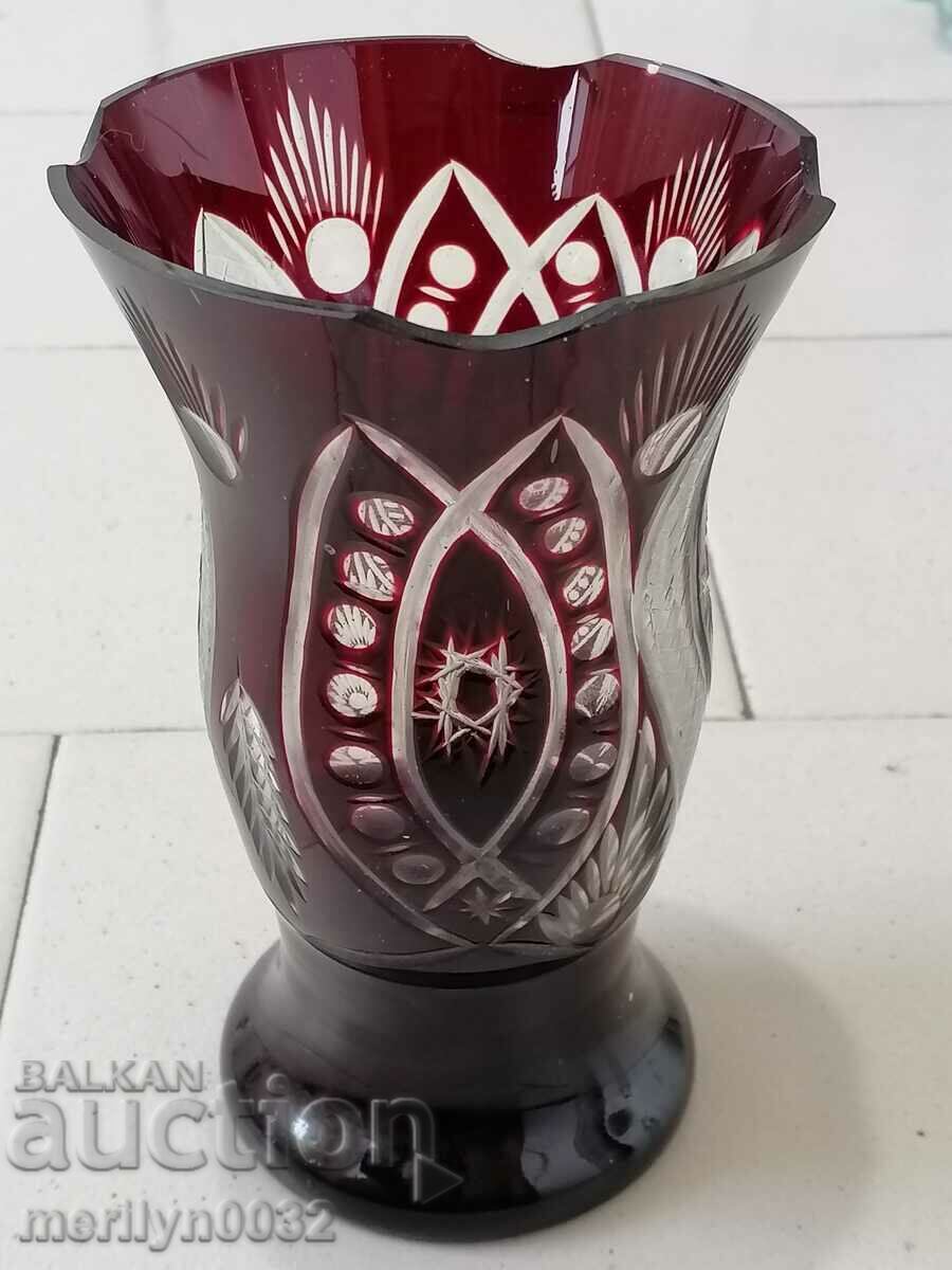 Old vase red glass Bohemia Old vase red glass Bohemia