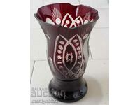 Old vase red glass Bohemia