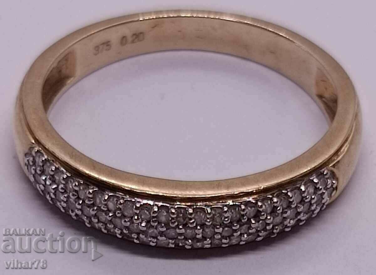 9K GOLD RING WITH DIAMONDS - 7 9K GOLD RING WITH DIAMONDS - 7