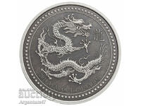 NEW!!! SILVER 2 OZ 2024 SAMOA - YEAR OF THE DRAGON ANTIQUE