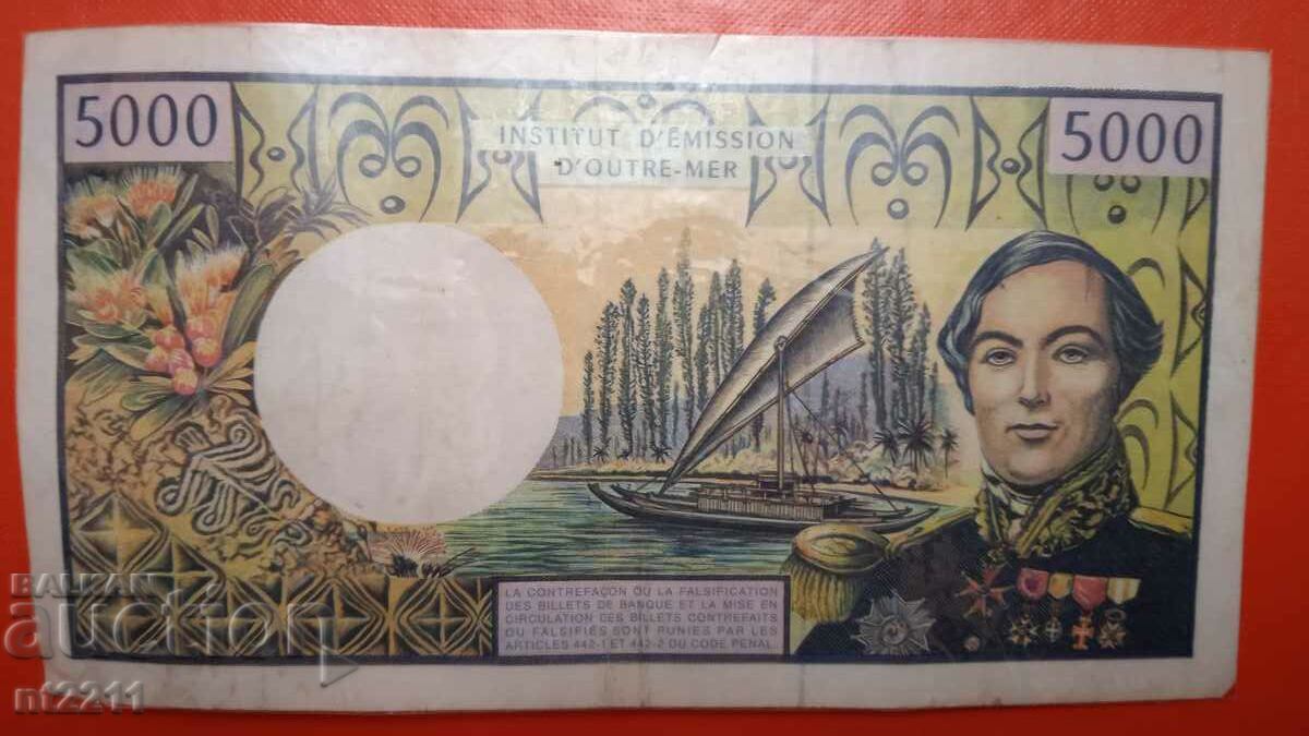 Banknote 5000 francs French Pacific reads the description with price € 72.00 | 140.82 BGN