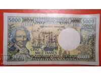 Banknote 5000 francs French Pacific reads the description