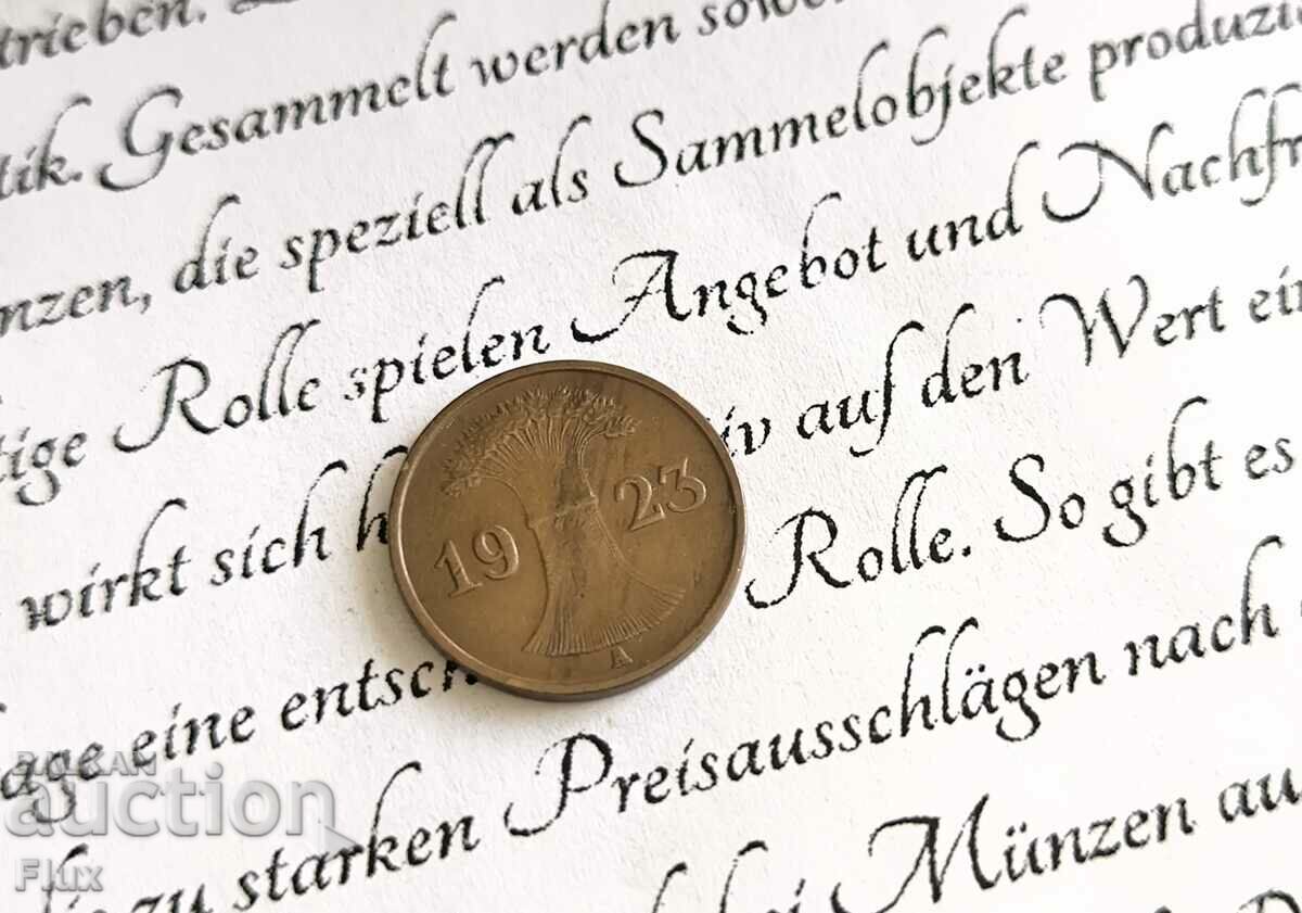 Reich Coin - Germany - 1 Pfennig | 1923; Series A with price 3.75 BGN | € 1.92 Reich Coin - Germany - 1 Pfennig | 1923; Series A with price 3.75 BGN | € 1.92