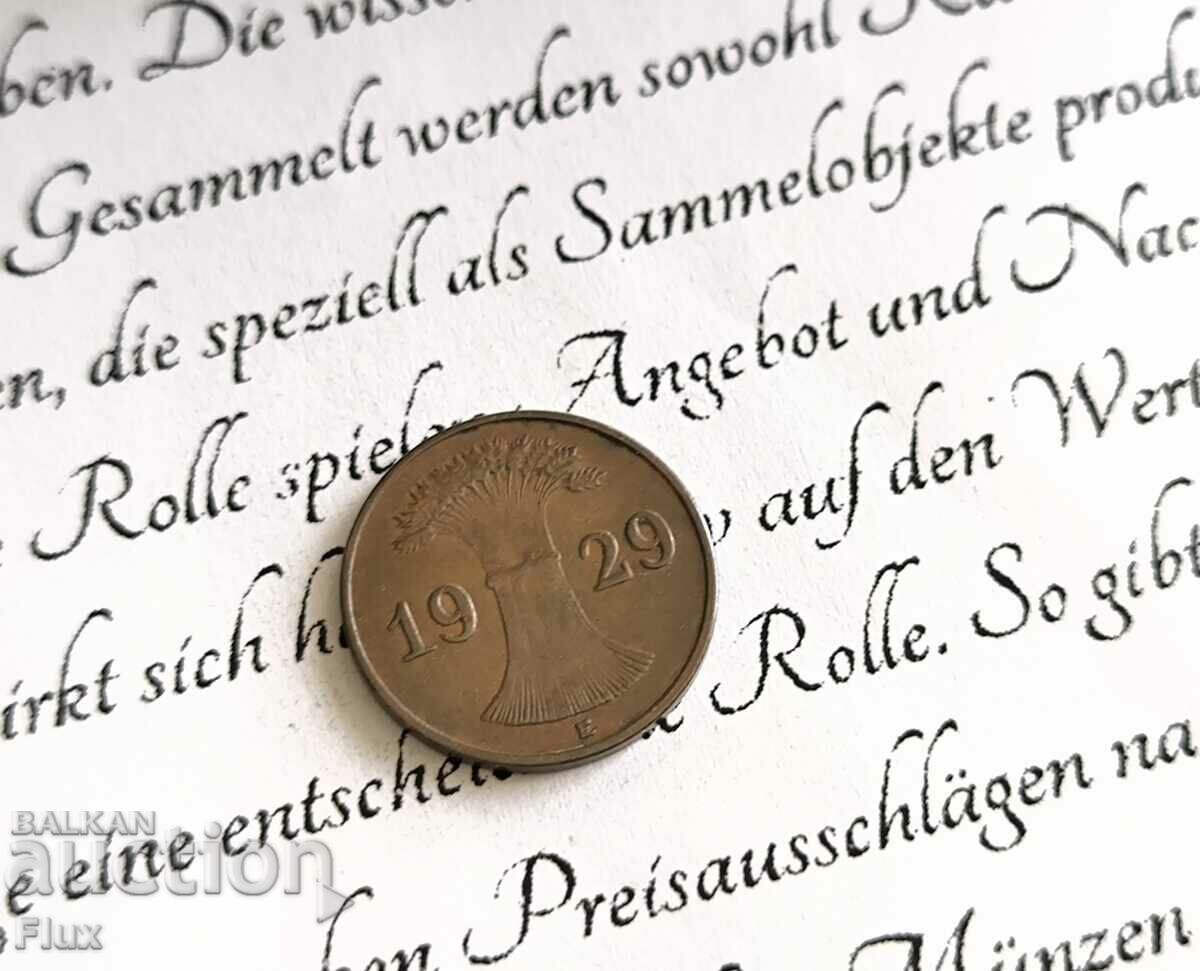 Reich Coin - Germany - 1 Pfennig | 1929; series E with price 4.50 BGN | € 2.30 Reich Coin - Germany - 1 Pfennig | 1929; series E with price 4.50 BGN | € 2.30