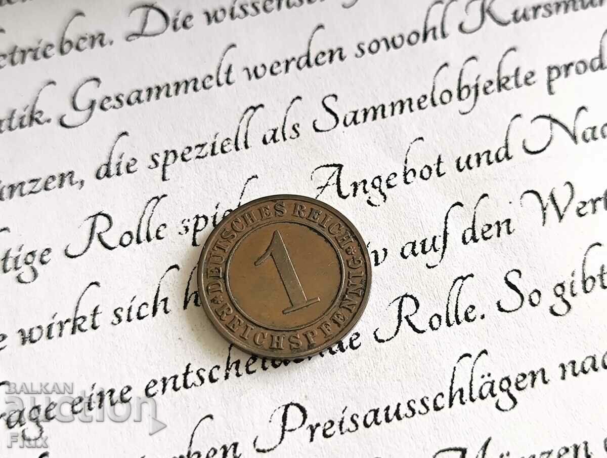 Райх монета - Германия - 1 пфениг | 1929г.; серия E