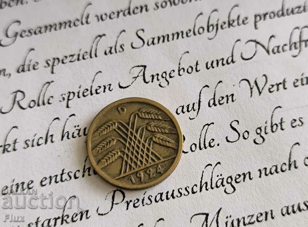Reich Coin - Germany - 5 Pfennig | 1924; Series D with price 3.65 BGN | € 1.87 Reich Coin - Germany - 5 Pfennig | 1924; Series D with price 3.65 BGN | € 1.87