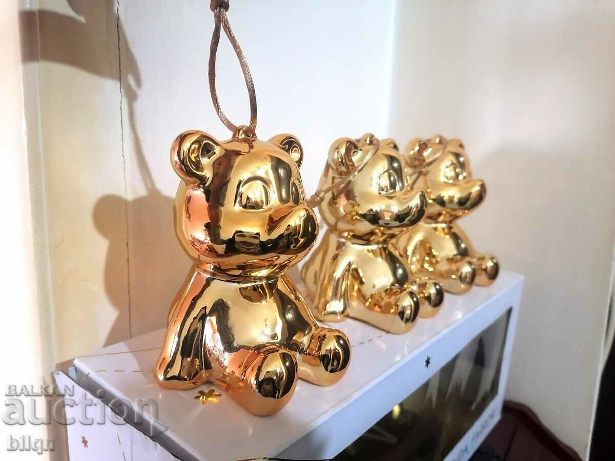 Auction Unique Designer Golden Christmas Bears-LINDA FARROW Auction Unique Designer Golden Christmas Bears-LINDA FARROW