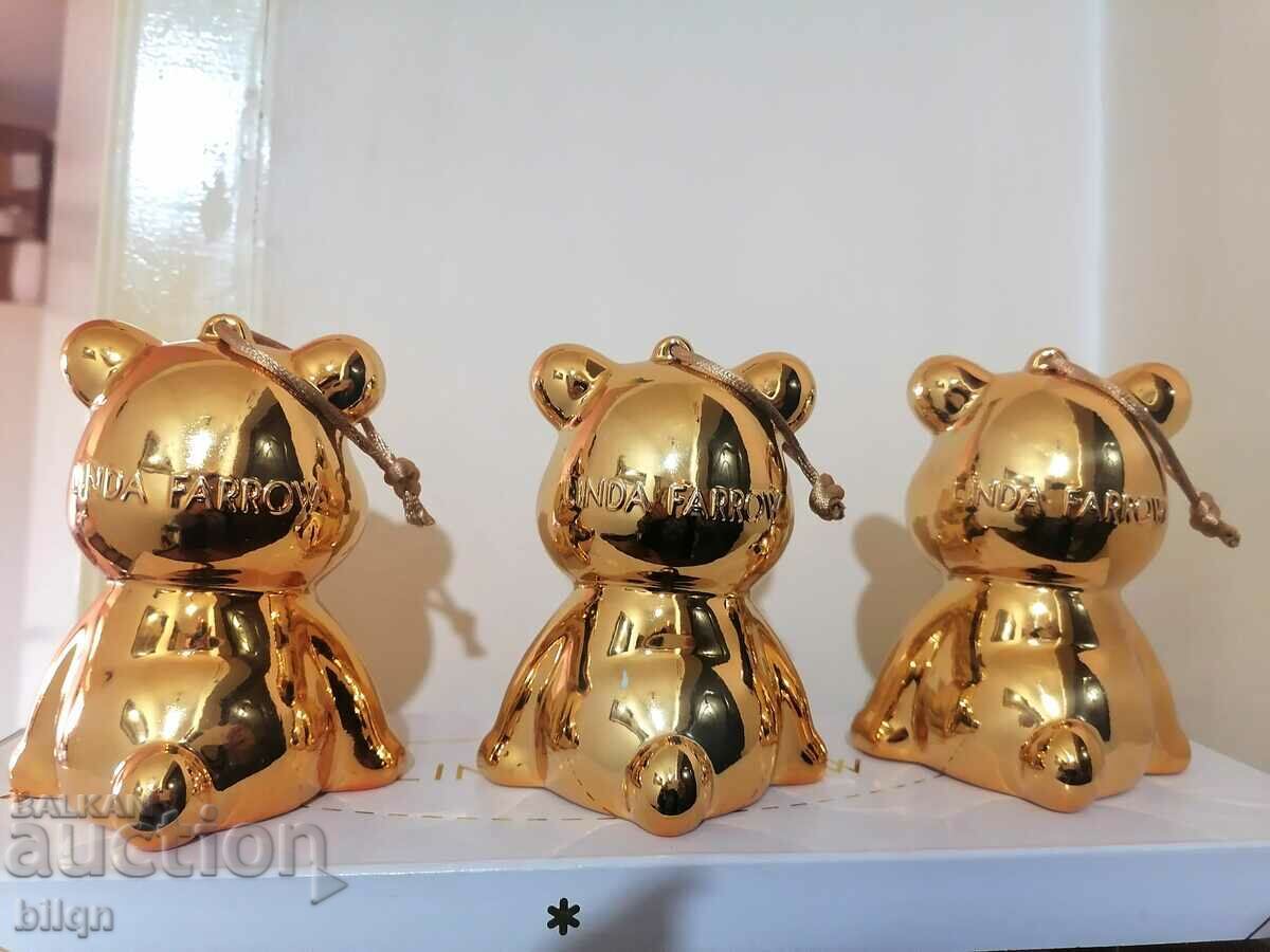 Unique Designer Golden Christmas Bears-LINDA FARROW - 5 Unique Designer Golden Christmas Bears-LINDA FARROW - 5