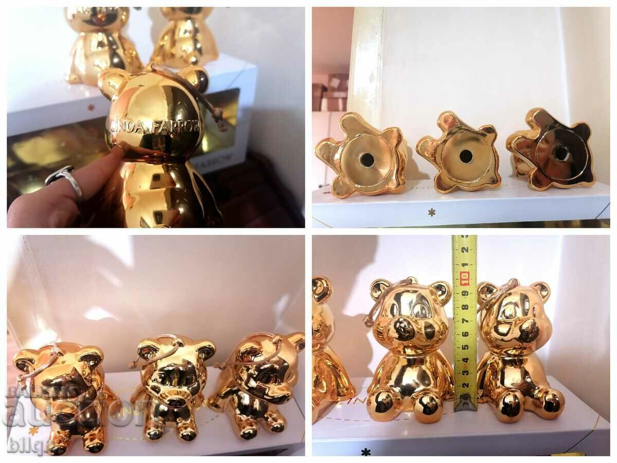 Unique Designer Golden Christmas Bears-LINDA FARROW - 6 Unique Designer Golden Christmas Bears-LINDA FARROW - 6
