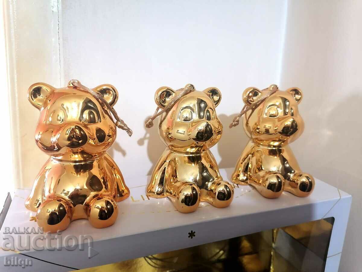 Unique Designer Golden Christmas Bears-LINDA FARROW Unique Designer Golden Christmas Bears-LINDA FARROW