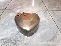 Old Silver Plated Jewelry Box-Heart