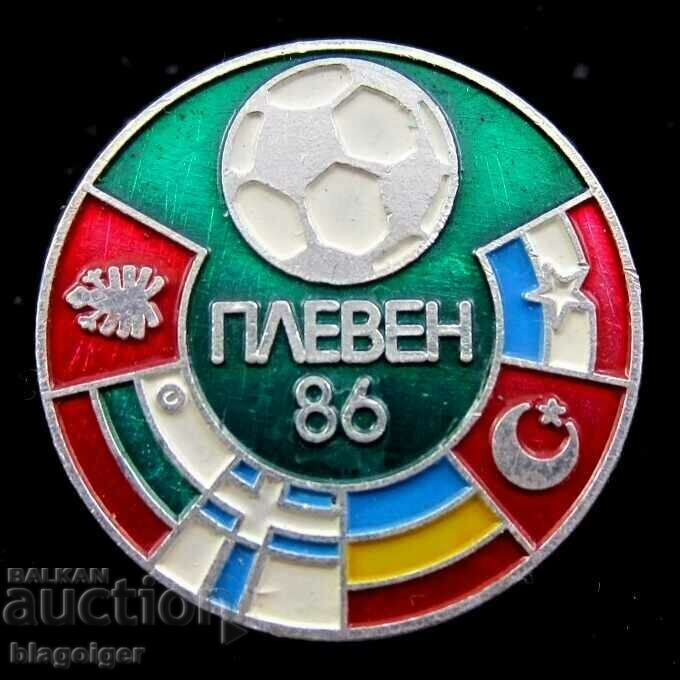Football badge - Balkaniad Football tournament in Pleven 1986 with price 4.99 BGN | € 2.55 Football badge - Balkaniad Football tournament in Pleven 1986 with price 4.99 BGN | € 2.55