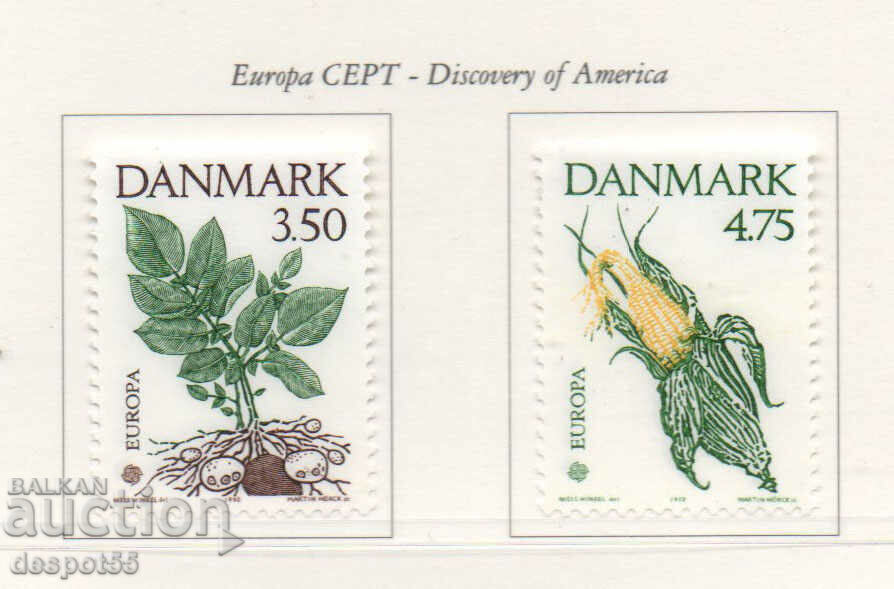 1992 Danemarca. EUROPA - 500 de ani de la descoperirea Americii.