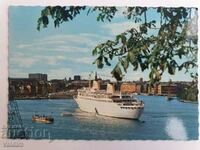 Postcard Cruise ship in Stockholm harbor