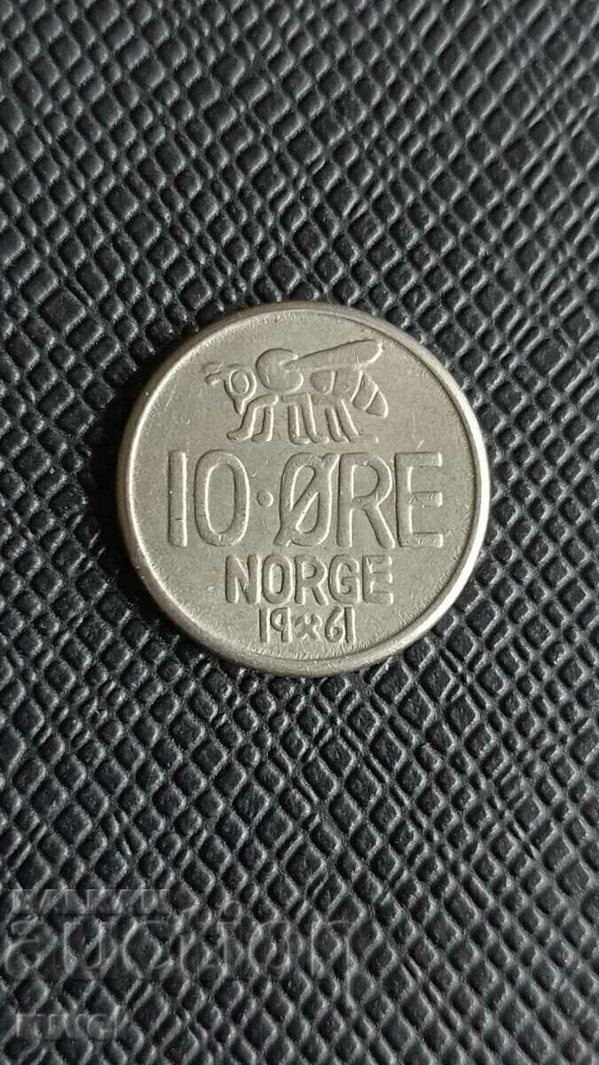 Norway 10 Ore, 1961