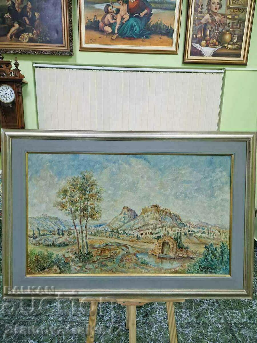 Τεράστια αντίκα πρωτότυπη ζωγραφική με λάδι σε καμβά με τιμή 229.57 €