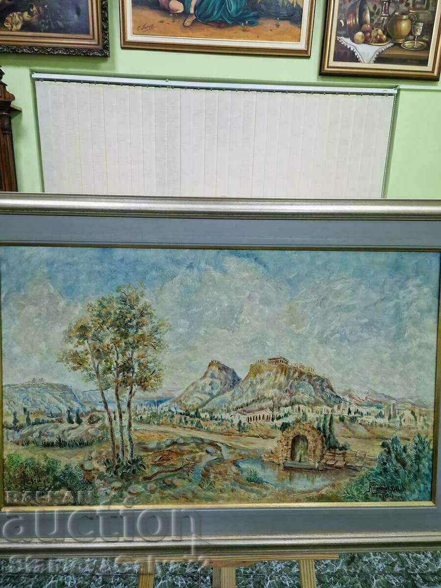 Licitație Uriașă pictură originală antică în ulei pe pânză Licitație Uriașă pictură originală antică în ulei pe pânză