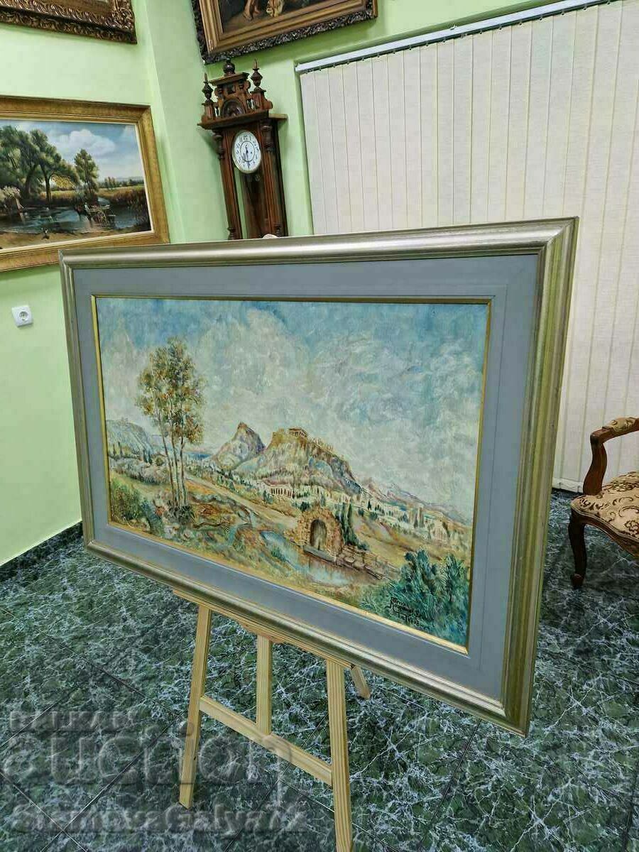 Τεράστια αντίκα πρωτότυπη ζωγραφική με λάδι σε καμβά - 5