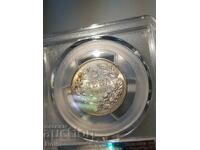 MS 62 Царска сребърна монета 2 лев 1913 PCGS