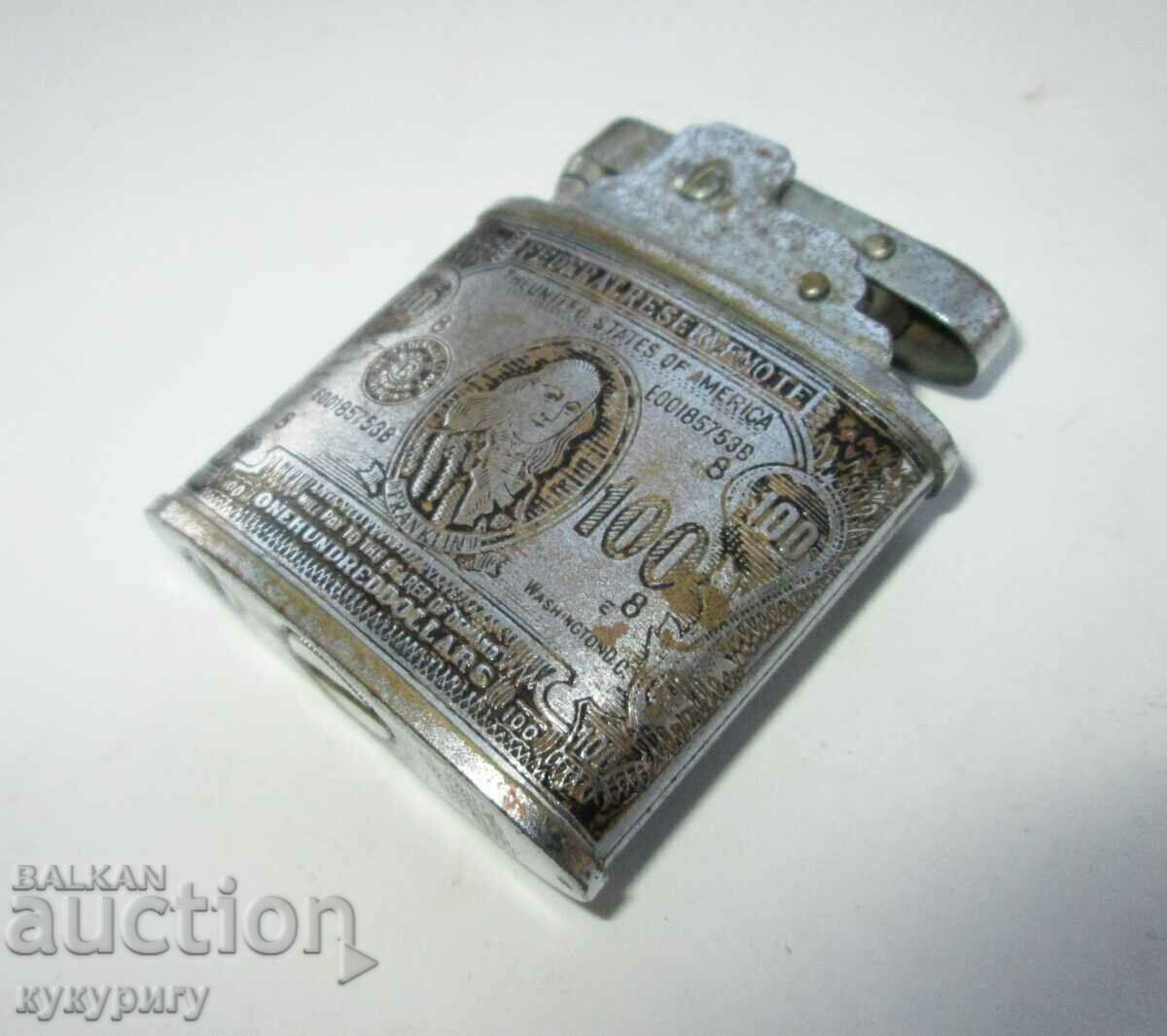 Old collectible gasoline lighter $100 bill - 7