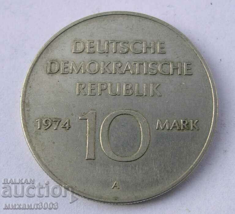 GERMAN ANNIVERSARY COIN 10 MARK 1974 GDR